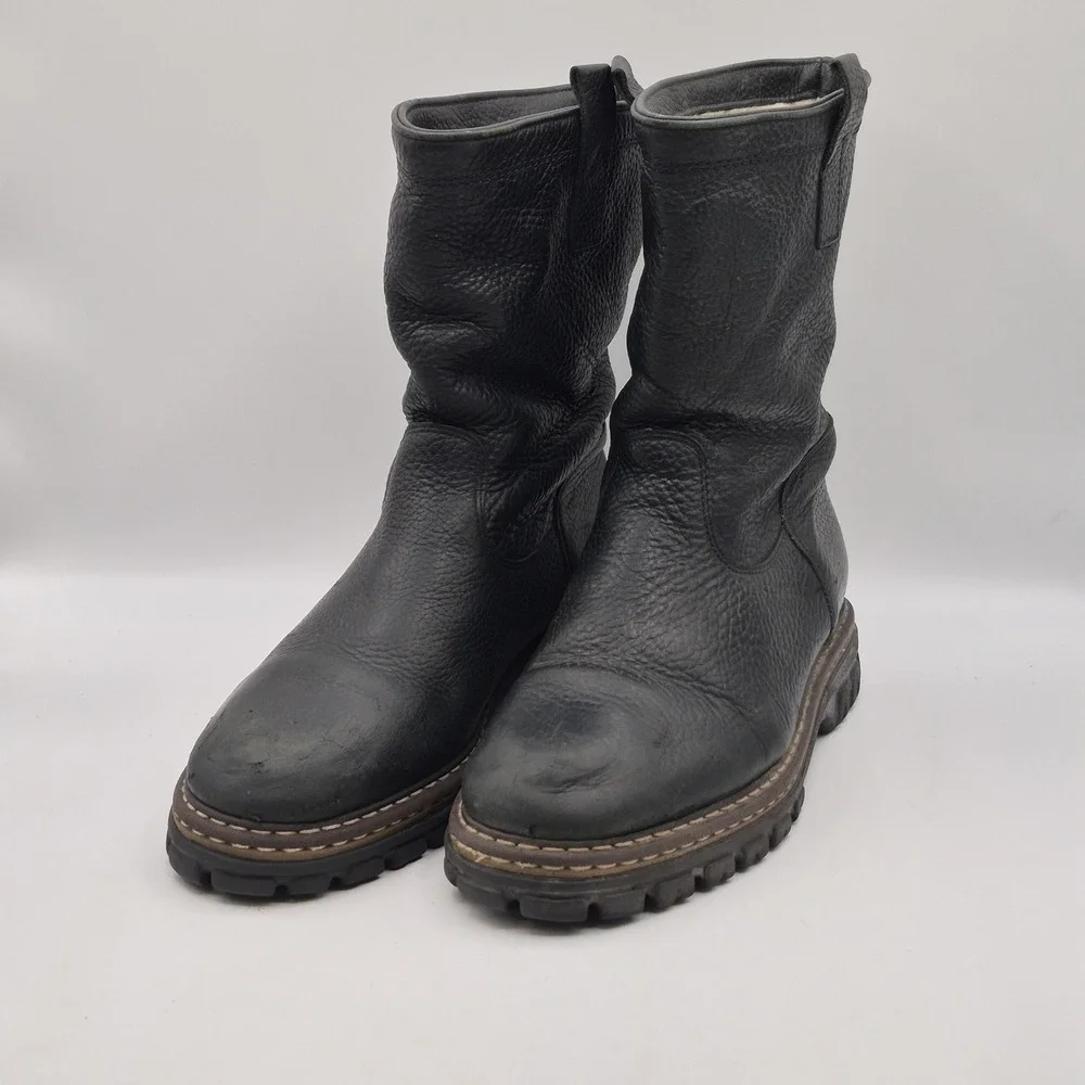 Blondo Snow Boots Winter Mens‎ Size 9 Black Leather Wool Lined Pull On Canada